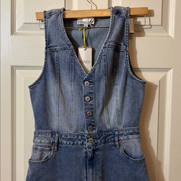 Flying Tomato Women's Denim wide leg Overalls - Picture 2 of 10